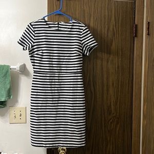 Old Navy, size medium, black and white striped, cap sleeve, mini dress.